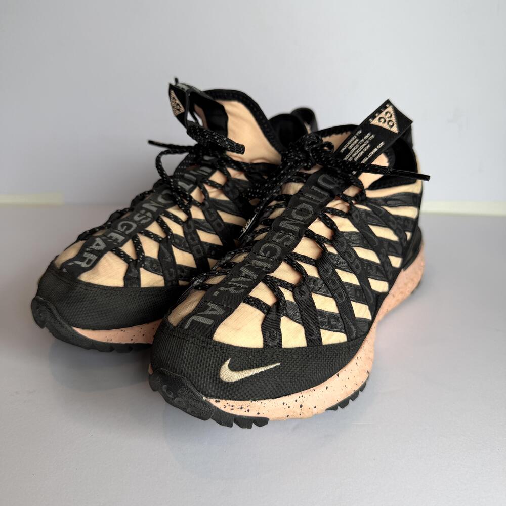 Nike ACG React Terra Gobe Shoes Mens Size 5.5 Black Tan Hiking Trail BV6344-800